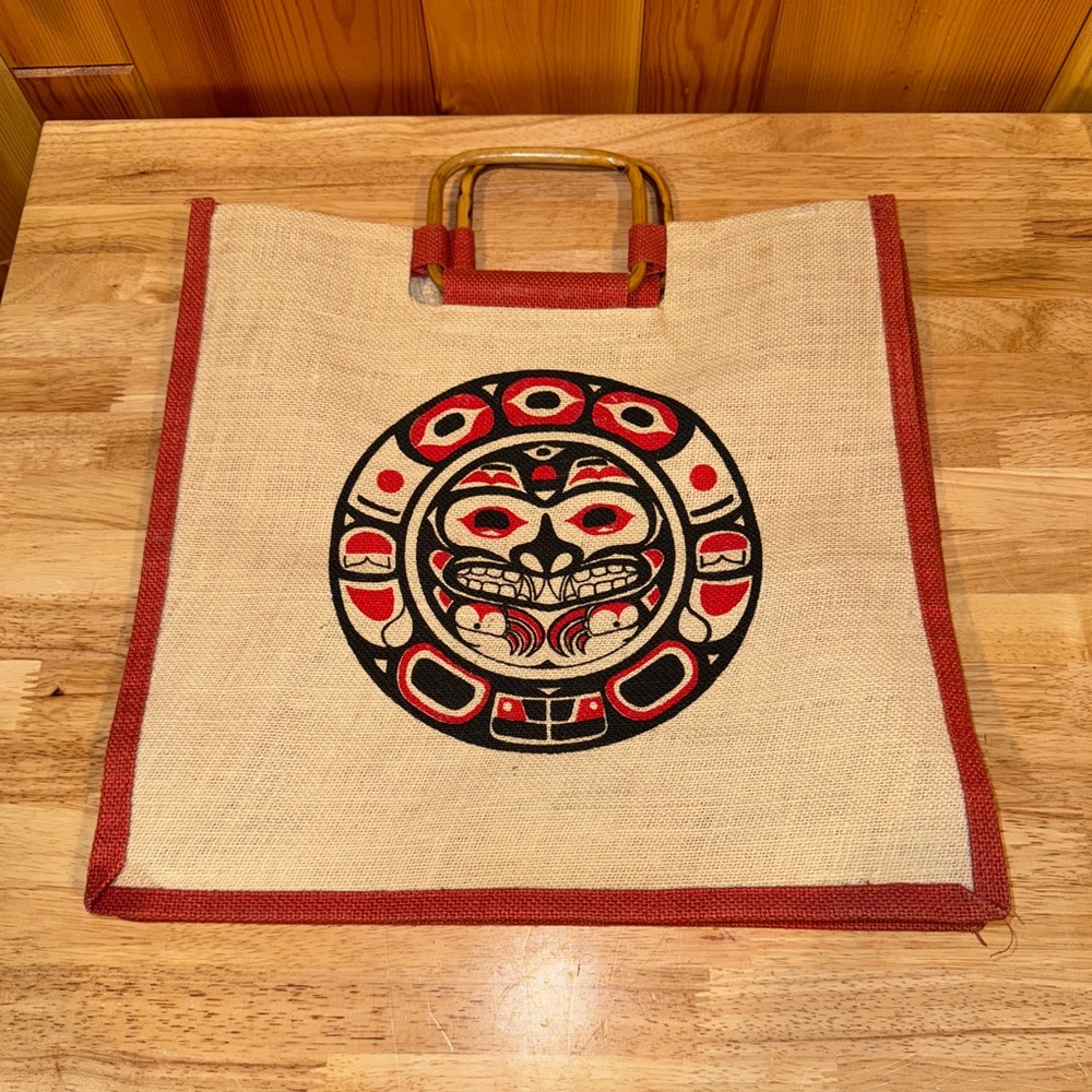 ALASKA Christmas Store Tiki Wicker Hemp Bamboo/Wood Reusable Shopping Bag Tote